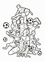 Group of Soccer Outline Players vector