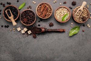 Roasted coffee in bowls photo