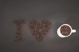 Coffee beans on the table photo