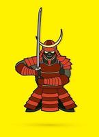 guerreros samurai con espada listos para luchar vector