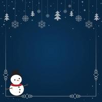 Christmas falling snowflake and ornaments isolated on classic blue background. vector