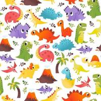 Super Cute Cartoon Dinosaurs Seamless Pattern Background