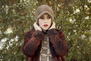 Beautiful young woman portrait, close up outdoor photo