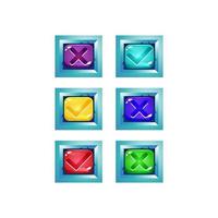 set of colorful jelly game ui with fantasy glossy border for gui asset elements vector illustration