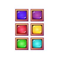 set of colorful jelly game ui with fantasy funny border for gui asset elements vector illustration