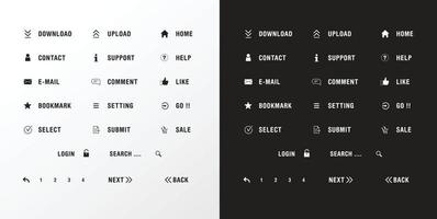 Element button web set color black and white vector