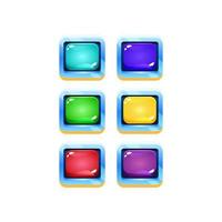 set of colorful jelly game ui with fantasy space border for gui asset elements vector illustration