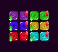 set of game ui colorful jelly magic power up icon for gui asset elements vector illustration