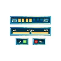 set of fantasy glossy game ui control setting panel with on off button and progress menu for gui asset elements vector