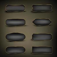 Button set in gold and black with different shapes vector