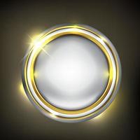 Circle glossy gold and silver web button vector