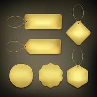 Tag label basic set in gold on black background vector