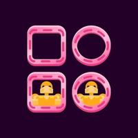 conjunto de juego ui borde rosa brillante con ilustración de vector de vista previa de avatar de personaje