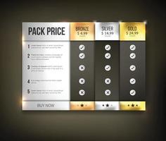 Web price table pack
