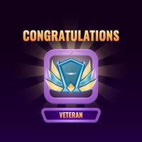 game ui ranked up to veteran interface vector illustration