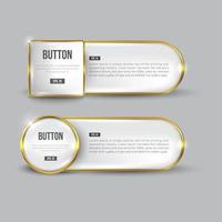 conjunto de botones web blanco y dorado brillante vector