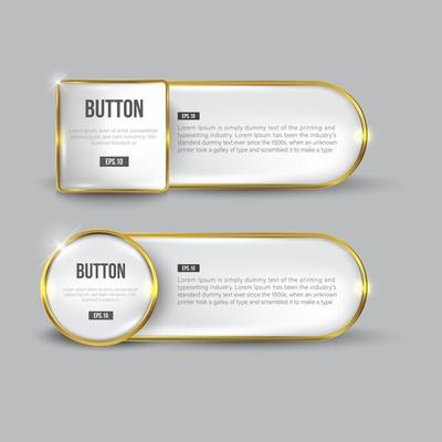 Glossy white and gold web Button set