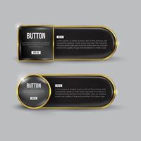 conjunto de botones web negro brillante y dorado vector