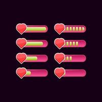 set of casual pink game ui health progress bar vector