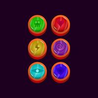 set of game ui glossy rounded jelly magic power up icon for gui asset elements vector illustration