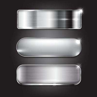 Moder Silver style button set on black background