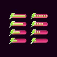 set of casual pink game ui energy progress bar vector