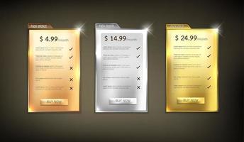 Web price table pack vector