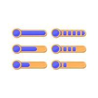 conjunto de barra de progreso de monedas de moneda ui de juego de madera divertido con 2 estilos diferentes para elementos de activos de interfaz gráfica de usuario vector