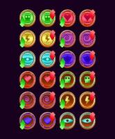 set of game ui rounded wooden jelly magic power up icon for gui asset elements vector illustration