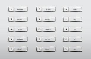 Element buttons web set rectangle glossy icons vector