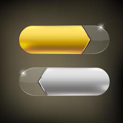 Gold and silver glossy button set