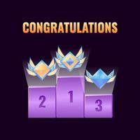 set of fantasy game ui leaderboard award with diamond rank icon for gui asset elements vector illustration