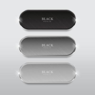 Black and gray button set of rounded buttons