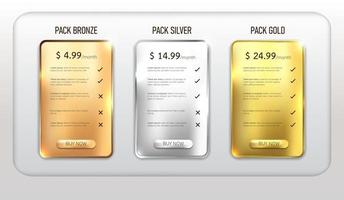 Web price table pack vector