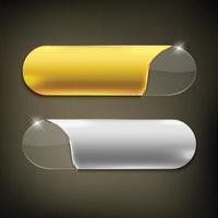 Rounded glossy buttons in gold and silver vector