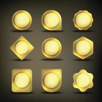 Button set in gold with different shapes vector