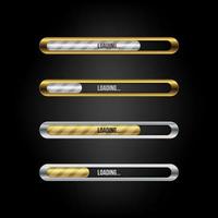 Gold and silver loading bar web set vector