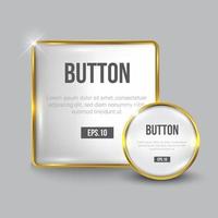 Glossy white, Gold web button set vector