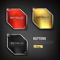 Steel web buttons set on black vector