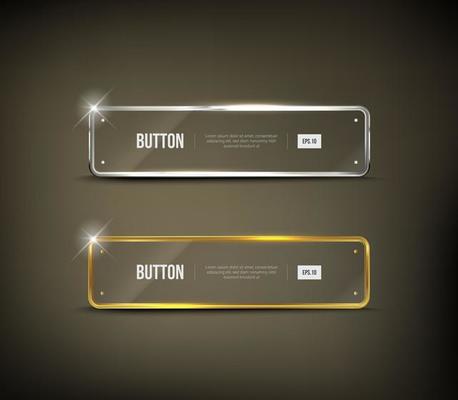Glossy web silver and gold border button set