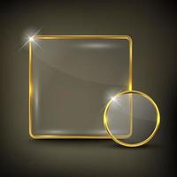 Square and circle web Button set with gold border vector