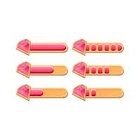 set of funny wooden game ui diamond gems progress bar with 2 different style for gui asset elements vector