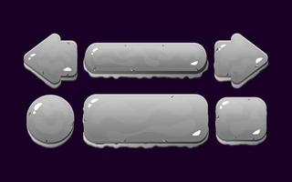 set of game ui rock button kit for gui asset elements vector illustration