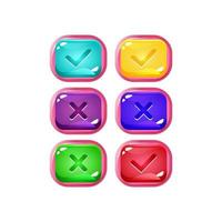 set of colorful jelly game ui with pinky border for gui asset elements vector illustration