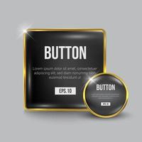 Glossy black and gold web button set vector