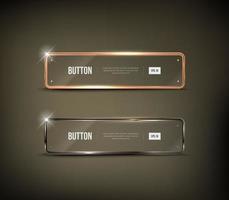 Glossy web copper and gray border button set vector