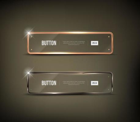 Glossy web copper and gray border button set