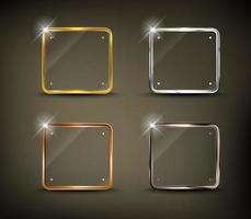 Glossy web rounded square Button set vector