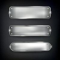 Steel web Buttons set on black background vector