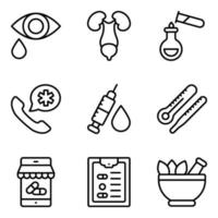 Pack of Medication Linear Icons vector